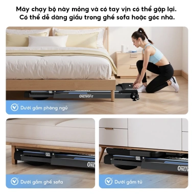 Máy chạy bộ OneTwoFit 2.5HP gấp gọn LED, loa Bluetooth, chịu tải 120kg, giá 5.398.722₫