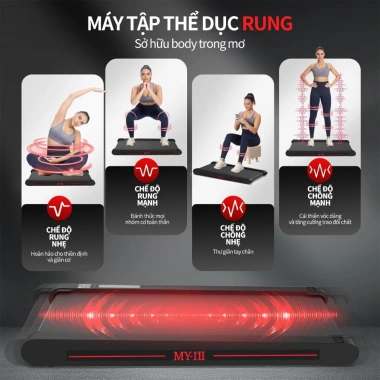 Máy chạy bộ rung 3 trong 1 - 4 chế độ rung, độ dốc điều chỉnh, LED Remote - Giá chỉ 2.6 triệu