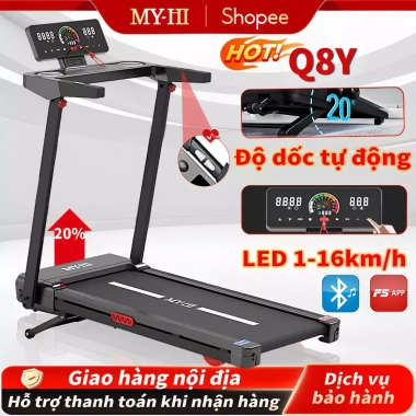 Máy chạy bộ tại nhà gập gọn, điều chỉnh độ dốc, điều khiển APP, màn hình cảm ứng, tốc độ 1‑16km/h - 4,2 triệu