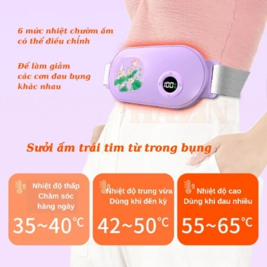 Máy chườm bụng kinh Đai Massage 6 mức nhiệt Giảm đau bụng tháng quà tặng người thương 4