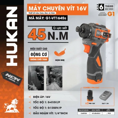 Máy chuyên vít trượt pin HUKAN G1-CVT345 45Nm không chổi than 23 cấp giá chỉ 750.000đ giảm 21% 10