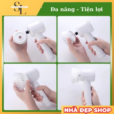 Máy cọ rửa điện đa năng 5IN1 không dây, 5 đầu thay thế, chà bếp, kính, chén bát, 99.000đ 5