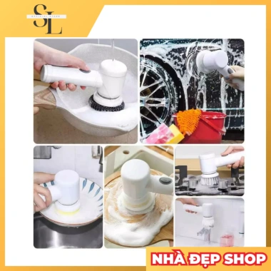 Máy cọ rửa điện đa năng 5IN1 không dây, 5 đầu thay thế, chà bếp, kính, chén bát, 99.000đ 7