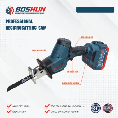 Máy cưa kiếm BOSHUN không chổi than, lõi đồng 100% - Tặng 4 lưỡi cưa, giá 635k