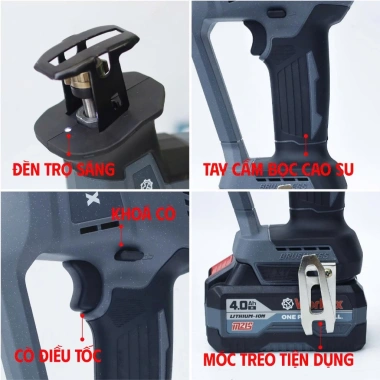 Máy cưa kiếm pin WORKFIX WF-CK20BL 800W - Cắt gỗ, sắt, ống nhựa, Tặng 4 lưỡi