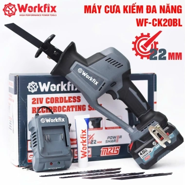 Máy cưa kiếm pin WORKFIX WF-CK20BL 800W - Cắt gỗ, sắt, ống nhựa, Tặng 4 lưỡi