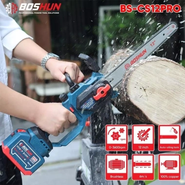 Máy Cưa Xích BOSHUN BS‑CS12PRO 12″, Lam Xích, Tra Nhớt Tự Động, Chân M21 - 710.000₫