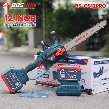 Máy Cưa Xích BOSHUN BS‑CS12PRO 12″, Lam Xích, Tra Nhớt Tự Động, Chân M21 - 710.000₫