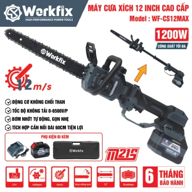 Máy Cưa Xích Pin Workfix WF-CS12MAX 12inch Kéo Dài 60cm Không Chổi Than Giá 1,224,000₫ 4