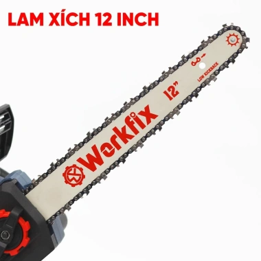 Máy cưa xích pin WORKFIX WF-CX12PRO 12 inch lam xích tự động, LED hiển thị pin, không than, giảm giá 15%