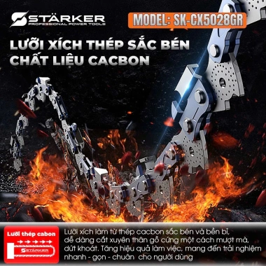 Máy cưa xích Starker SK-CX5.028GR 12 inch - không chổi than, cắt gỗ 30cm, 750.000 VNĐ 4 Máy cưa xích Starker SK-CX5.028GR 12 inch - không chổi than, cắt gỗ 30cm, 750.000 VNĐ 4