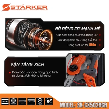 Máy cưa xích Starker SK-CX5.028GR 12 inch - không chổi than, cắt gỗ 30cm, 750.000 VNĐ 5 Máy cưa xích Starker SK-CX5.028GR 12 inch - không chổi than, cắt gỗ 30cm, 750.000 VNĐ 5