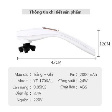 Máy Đấm Lưng RULAX 2.025 - Massage Cầm Tay 6 Đầu Cao Cấp, BH 1 Năm, Giá 360.000