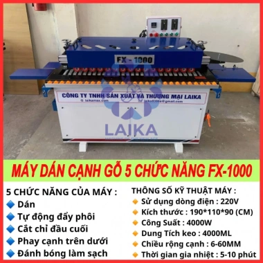 Máy dán cạnh gỗ 5 chức năng FX-1.000 – Thẩm mỹ cao, tặng keo hạt nhựa, chỉ 28 triệu