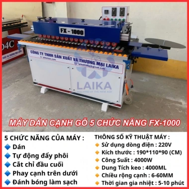 Máy dán cạnh gỗ 5 chức năng FX-1.000 – Thẩm mỹ cao, tặng keo hạt nhựa, chỉ 28 triệu