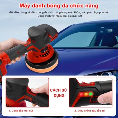 Máy đánh bóng ô tô không dây 21V 600W đa năng 6 tốc độ, pin cầm tay, mài, phủ sáp 2