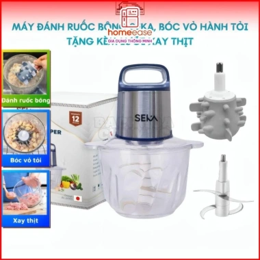 Máy Đánh Ruốc Chà Bông Seka 2L Inox 304 Đa năng xay thịt, hành, tỏi, ớt tặng lưỡi dao
