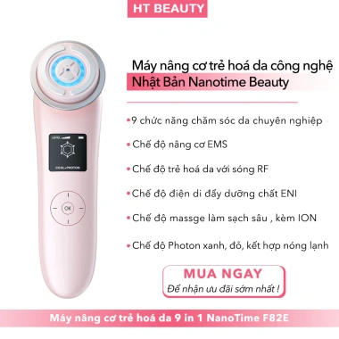 Máy đẩy tinh chất 9in1 NanoTime F82e HT Beauty - Nâng cơ EMS, Photon, trẻ da - 1.38 triệu