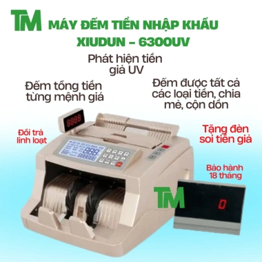 Máy đếm tiền nhập khẩu 6.300UV, tính tổng tiền theo mệnh giá polymer, BH 18 tháng - Giá ưu đãi 2.298.989₫ 9