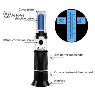 Máy đo độ ngọt trái cây & nồng độ cồn rượu 0-40%/0-25% khúc xạ 2 trong 1 - Giá 259.000 VND 9 Máy đo độ ngọt trái cây & nồng độ cồn rượu 0-40%/0-25% khúc xạ 2 trong 1 - Giá 259.000 VND 9