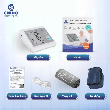 Máy Đo Huyết Áp Bắp Tay CHIDO Mới - Bảo Hành 5 Năm, Tại Nhà Giá 615k 7