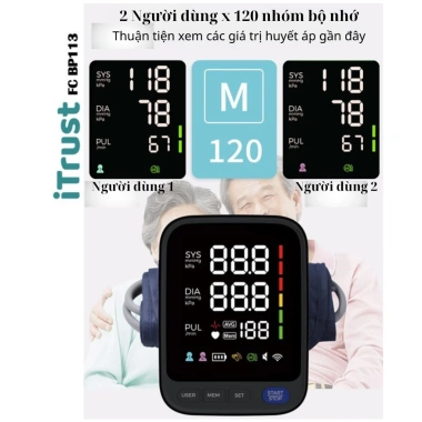 Máy đo huyết áp bắp tay ITrust BP113 - Màn hình LED lớn, giọng nói tiếng Việt, bảo hành 3 năm, giá ưu đãi 320.000₫