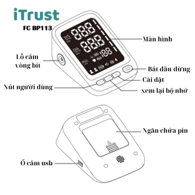 Máy đo huyết áp bắp tay ITrust BP113 - Màn hình LED lớn, giọng nói tiếng Việt, bảo hành 3 năm, giá ưu đãi 320.000₫