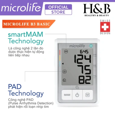 Máy đo huyết áp bắp tay Microlife B3 Basic SmartMam tự động 2 lần, giá 1.29 triệu 3