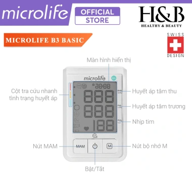 Máy đo huyết áp bắp tay Microlife B3 Basic SmartMam tự động 2 lần, giá 1.29 triệu 4