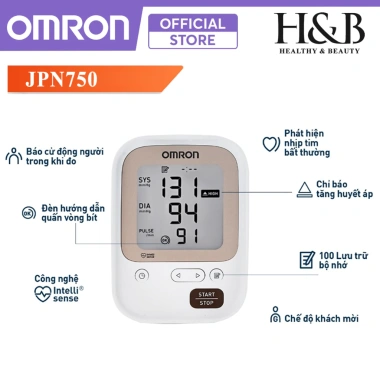 Máy Đo Huyết Áp Bắp Tay Omron JPN750 Nhập khẩu Nhật - Chuẩn Xác, Bảo Hành 5 Năm