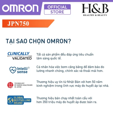 Máy Đo Huyết Áp Bắp Tay Omron JPN750 Nhập khẩu Nhật - Chuẩn Xác, Bảo Hành 5 Năm
