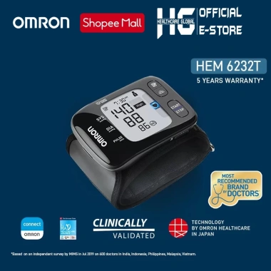 Máy đo huyết áp cổ tay Bluetooth Omron HEM-6.232T Lưu trữ 2 người giá ưu đãi 2.265.000₫