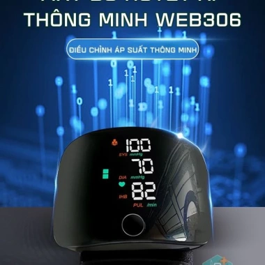 Máy đo huyết áp cổ tay WEB306 Tiếng Việt cảnh báo màu sắc đo chính xác sạc USB
