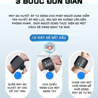 Máy đo huyết áp cổ tay WEB306 Tiếng Việt cảnh báo màu sắc đo chính xác sạc USB