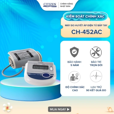 Máy đo huyết áp điện tử bắp tay Citizen CH-452AC giá ưu đãi 659.000₫, giảm 22%