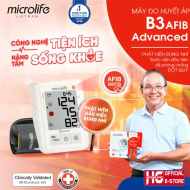 Máy Đo Huyết Áp Microlife B3 AFIB ADVANCED – Cảnh Báo Đột Quỵ, Đo Thông Minh, 2.18 Triệu