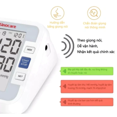 Máy Đo Huyết Áp Sinocare BA-801 Giọng Nói Tiếng Việt, Bảo Hành 3 Năm - Giá 325.000