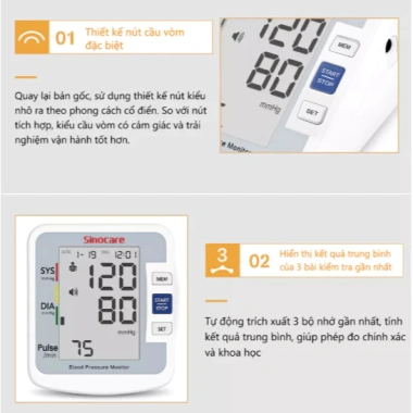Máy Đo Huyết Áp Sinocare BA-801 Giọng Nói Tiếng Việt, Bảo Hành 3 Năm - Giá 325.000