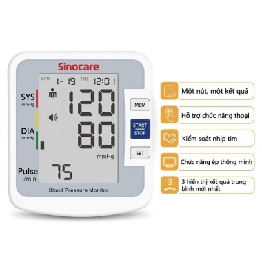 Máy Đo Huyết Áp Sinocare BA-801 - Giọng Nói Tiếng Việt, Giá Ưu Đãi 275k