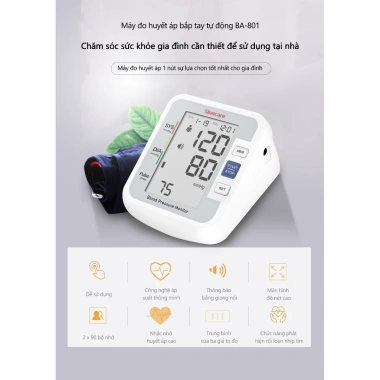 Máy đo huyết áp Sinocare BA801 chính hãng - Đo chính xác, giá ưu đãi 285.000