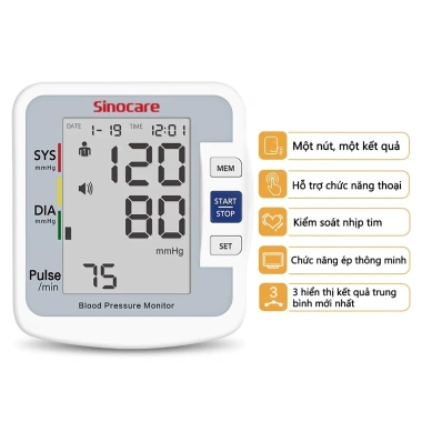 Máy đo huyết áp Sinocare BA801 chính hãng - Đo chính xác, giá ưu đãi 285.000
