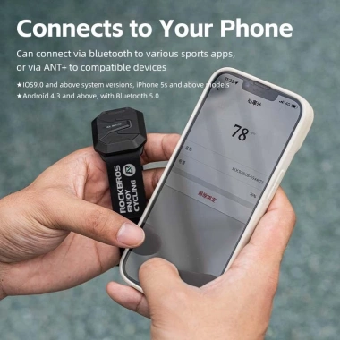 Máy đo nhịp tim ROCKBROS Bluetooth ANT+ IPX67 - Độ bền lâu, chống nước, giá ưu đãi 989.288đ 5