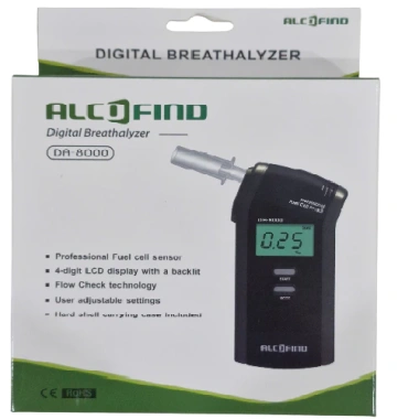 Máy đo nồng độ cồn Alcofind Hàn Quốc DA-8.000 kèm 06 đầu thổi, bảo hành 12 tháng - Giá ưu đãi 5,508,000 VND