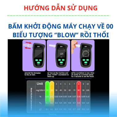 Máy đo nồng độ cồn RD Thổi nhanh, 99% ROHS, an toàn lái xe, bảo hành 12 tháng, giá 1.29 triệu