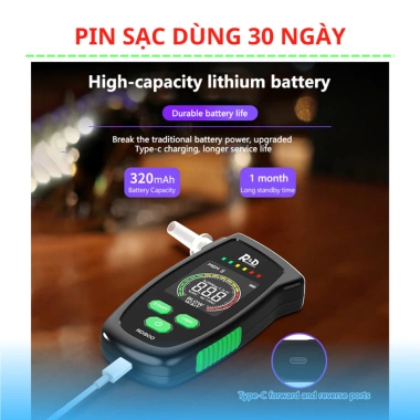 Máy đo nồng độ cồn RD Thổi nhanh, 99% ROHS, an toàn lái xe, bảo hành 12 tháng, giá 1.29 triệu
