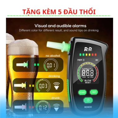 Máy đo nồng độ cồn RD Thổi nhanh, 99% ROHS, an toàn lái xe, bảo hành 12 tháng, giá 1.29 triệu