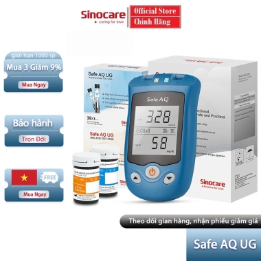 Máy đo Tiểu đường & Axit Uric (bệnh gút) 2 trong 1 Sinocare - 50 que đường + 50 que uric + 100 kim, giá ưu đãi 700.000₫ 2