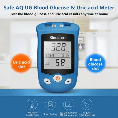 Máy đo Tiểu đường & Axit Uric (bệnh gút) 2 trong 1 Sinocare - 50 que đường + 50 que uric + 100 kim, giá ưu đãi 700.000₫ 6