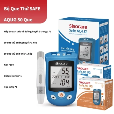 Máy đo Tiểu đường & Axit Uric (bệnh gút) 2 trong 1 Sinocare - 50 que đường + 50 que uric + 100 kim, giá ưu đãi 700.000₫ 10