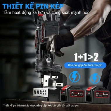 Máy đột thủy lực pin Lithium‑ion 2.200W 20T cầm tay - Đột lỗ thép góc 8mm mạnh mẽ